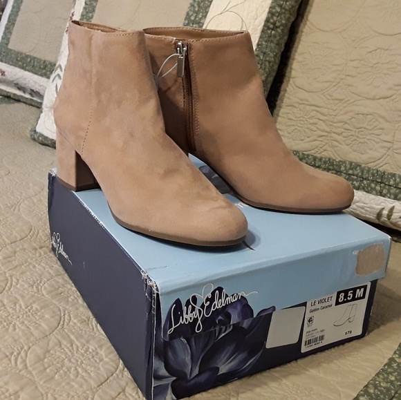 NWTAGS LIBBY EDELMAN SUEDE CARAMEL, BOOTIES  8.5 M - Picture 3 of 8